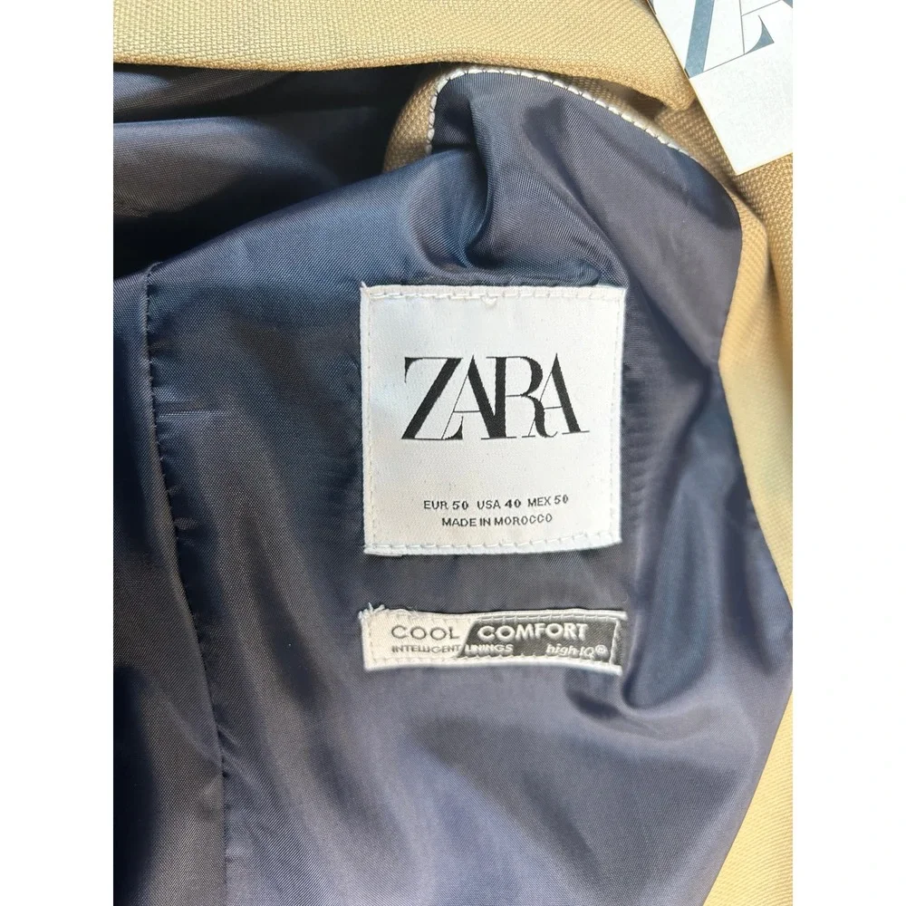 Zara Man Tan Cool Comfort Blazer Jacket Two Button Tailored Fit Size 40 NEW
